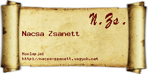 Nacsa Zsanett névjegykártya